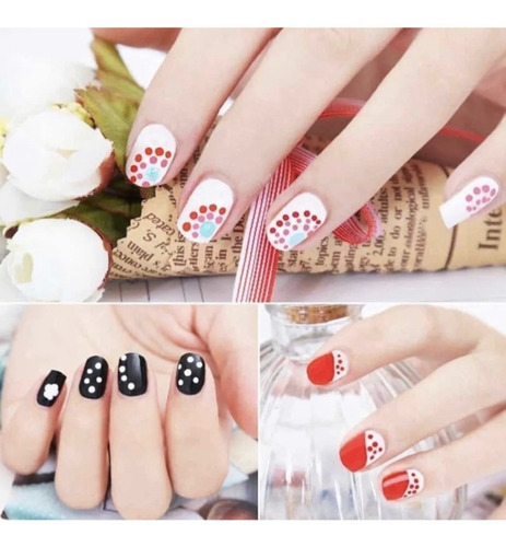Set X 5 Pinceles Dotting Decoración De Uñas Puntero Nail Art