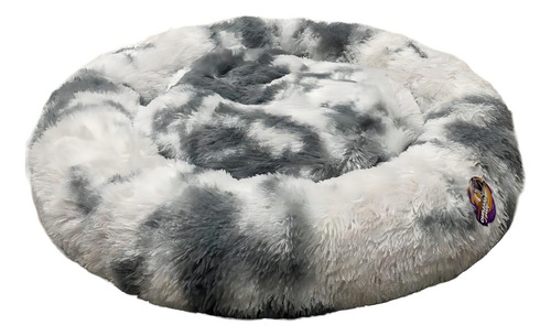 Cama Tipo Dona Antiestres Para Perros Raza Xgrande / Gigante Color Gris - Blanco