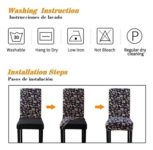6 Fundas De Silla De Comedor Elásticas Lavables Y Gruesas