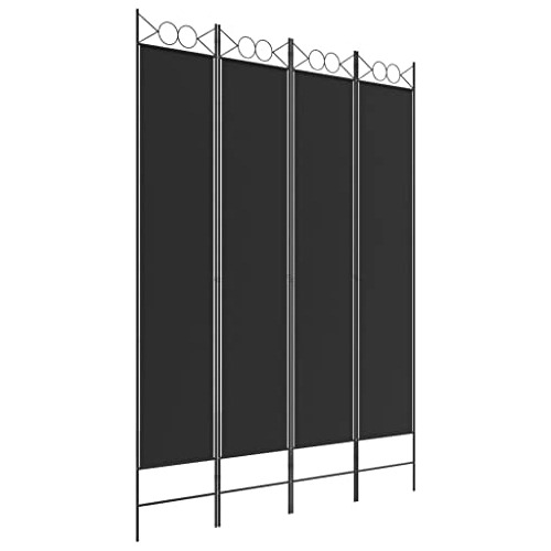 Separador De Ambientes De 4 Paneles Tela Negra 63 X 86,6 Pul