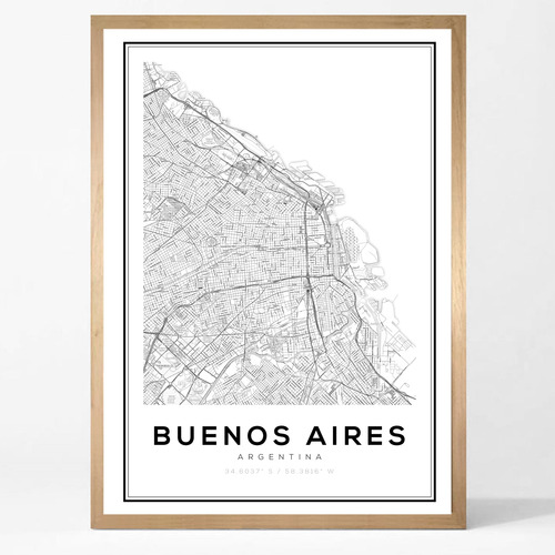 Cuadro Modernos Marco Y Vidrio 30x40 Mapa Buenos Aires 