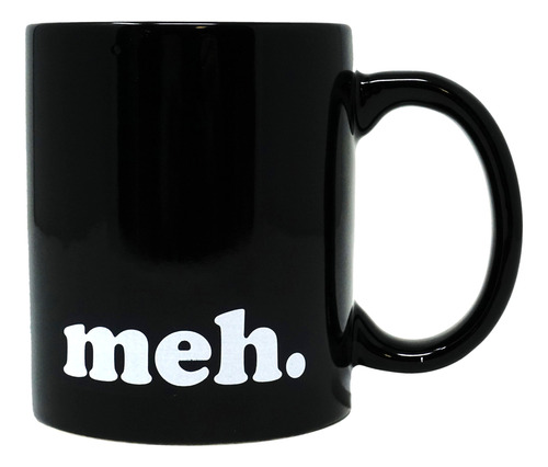 Meh. Taza De Café De Cerámica, Negra, 11 Onzas