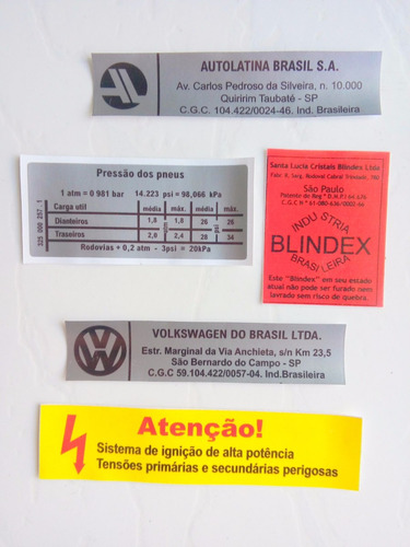 Fusca Itamar Kit Adesivos De Informações Técnicas Volkswagen