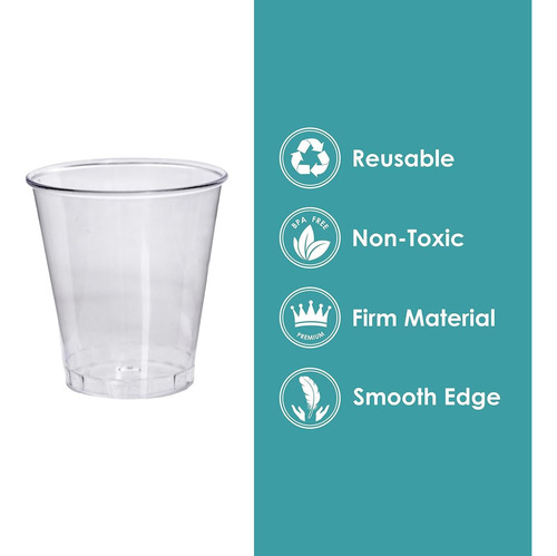Craft And Party, 100 Vasos Transparentes De Alta Calidad De