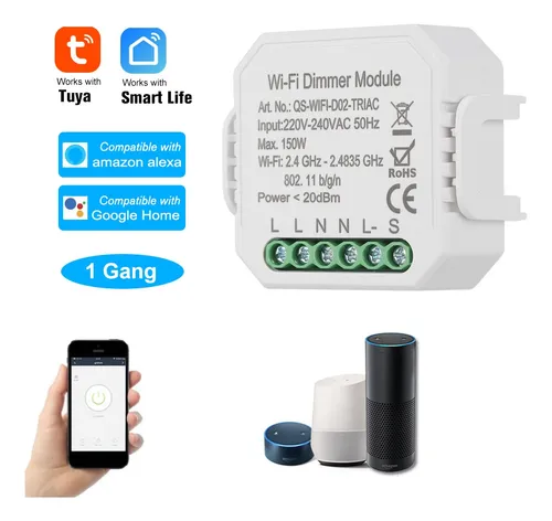 WOVELOT Inteligente Diy M/ódulo de Dimmer Interruptor de Luz Control Inal/ámbrico Automatizaci/ón Del Hogar Y Control de Voz Wifi Interruptor de Regulador de Intensidad 110-240V