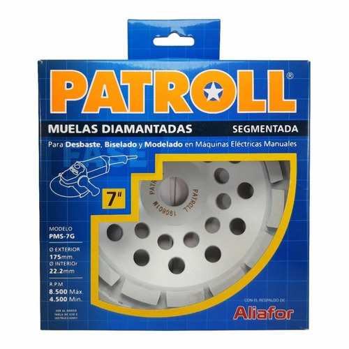 Disco Muela Diamantada Segmentado Patroll 7 Aliafor 175 Mm 