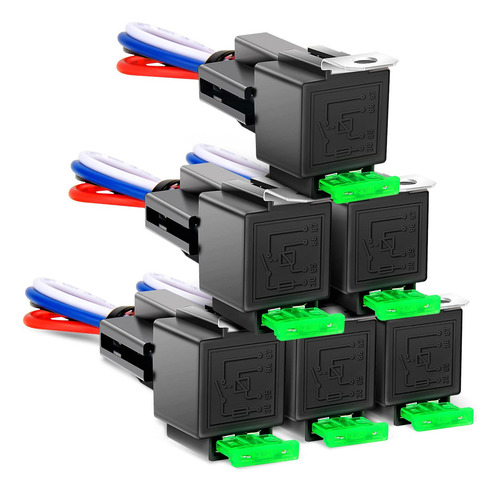 Juego De 6 Conectores De Relé De Fusible 30 A 12 V 4 Pines