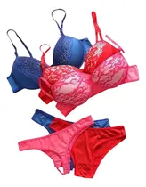 Comprar Kit 3 Conjuntos Lingerie Básica - Calcinha E Sutiã Com Bojo