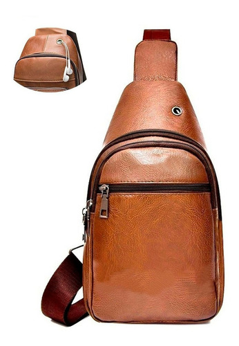 Bolsa Tiracolo Masculina Pochete Transversal Couro Ombro Top Cor Marrom