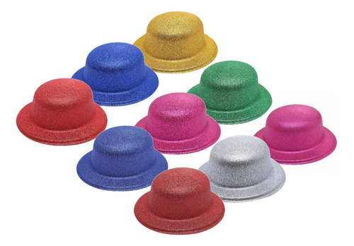 Sombrero Gorro Bombin Glitter Cotillon Carioca Fiesta X6