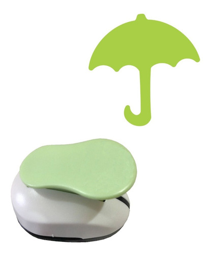 Furador Scrapbook Eva Papel Guarda Chuva Corte 2,3cm Altura Cor Verde e Branco