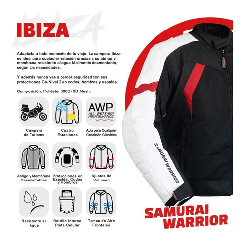 Imagen 10 de 10 de Campera Samurai Warrior Ibiza 4 Estaciones Impermeable Md!