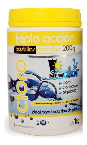 Newclor - Pastillas Triple Accion 200 Gr Paq. 1 Kg