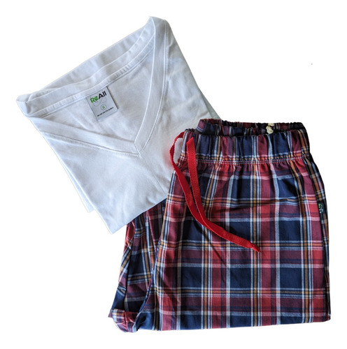 Set-pijama Mujer Pantalón Cuadros Y Camiseta / Buzo