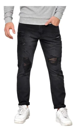 Jeans negro con roturas hombre sales