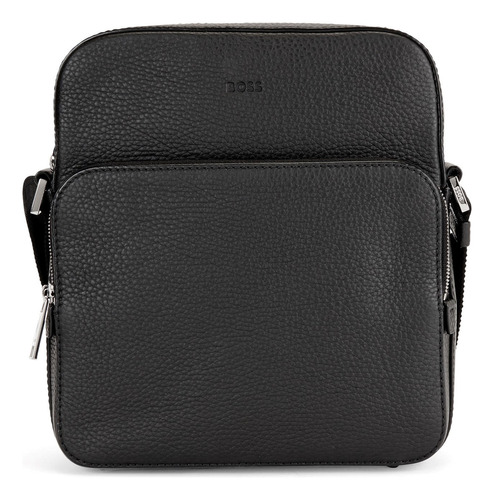 Bolsa Reporter Boss Em Couro Italiano Com Logo Cor Black