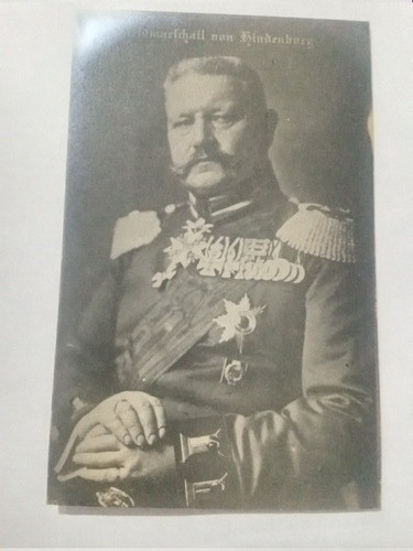 Alemania Foto Postal Militar Ww1 Marshal Paul Von Hindenburg