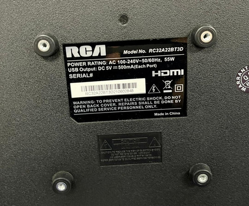 Imagen 3 de 3 de Televisor Rca Smart 32 Hd/rc32a22bt3d
