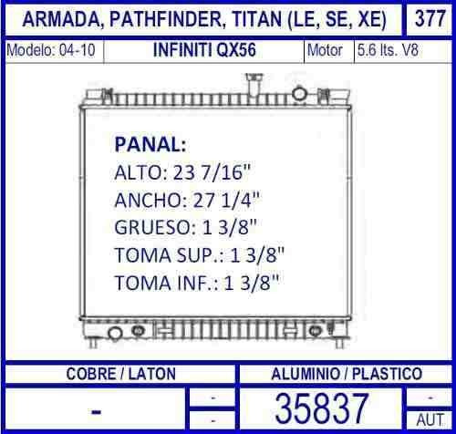 Radiador Nissan Armada 5.6 04 2005 2006 2007 2008 2009 2010
