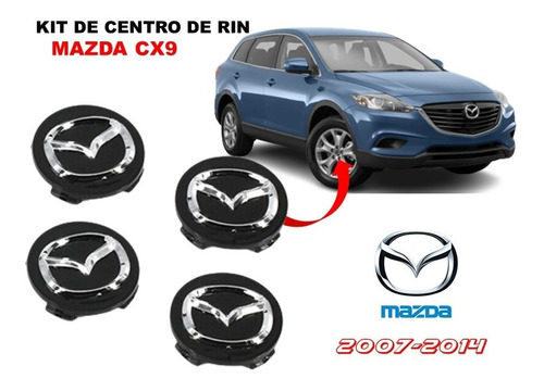 Kit De 4 Centros De Rin Negro Para Mazda Cx9 2007-2014 56 Mm