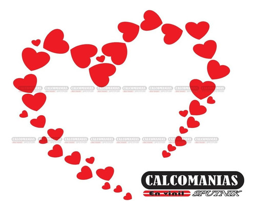 Calcomania Vinil Corazon De Corazones Love, Amor 60x60cm