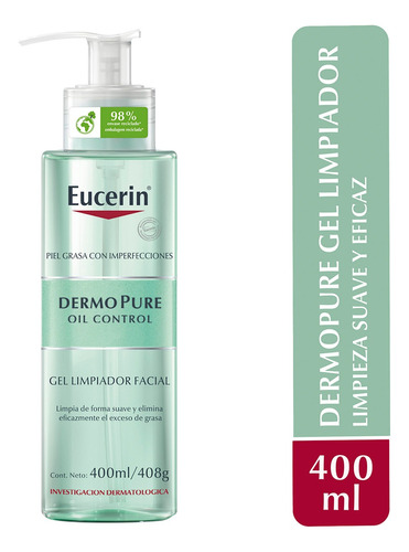 Eucerin Gel Limpiador Facial Dermo Pure Piel Grasa 400ml