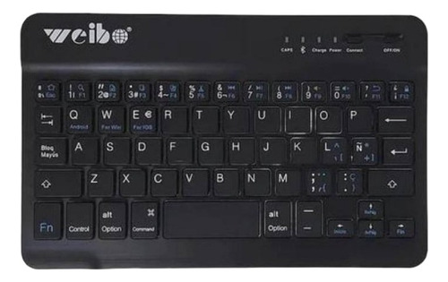 Teclado Mini Slim Inalámbrico Bluetooth Keyboard Wb-3000 Color Negro