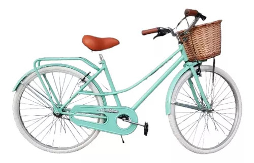 Bicicleta paseo femenina Le Bike Classic Vintage  2021 R26 1v freno v-brakes color verde con pie de apoyo  