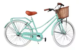 Bicicleta paseo femenina Le Bike Classic Vintage 2021 R26 1v freno v-brakes color verde con pie de apoyo