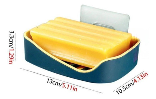 Jabonera De Plástico Autoadhesiva Para Pared Baño Ducha Color Amarillo/azul