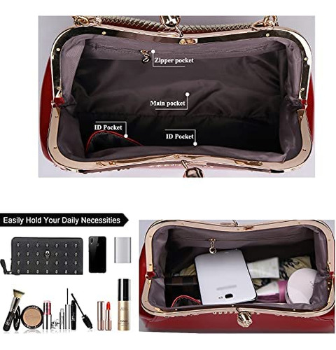 Ziming Bolsos De Charol Brillante Bolsos De Mano Con Cierre