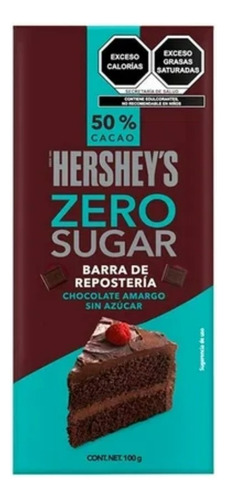 3 Pza Barra De Repostería Hershey's Zero Sugar 100 G