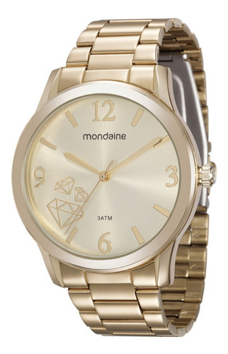 Relógio Feminino Mondaine Dourado Diamante Original
