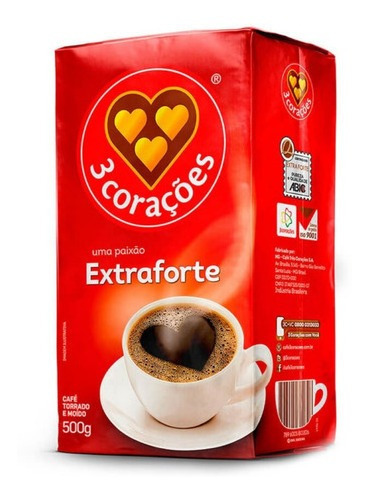 3 Corações extraforte café tostado molido brasilero natural sin azucar 500g