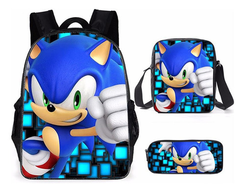 Mochila Sonic De 3 Piezas, Mochilas De Dibujos Animados, Pre