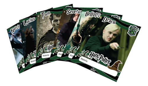 Separador Materias Caratulas N° 3 X6 Harry Potter Slytherin