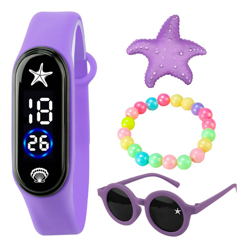 Relógio Digital Infantil Prova D'água + Óculos + Pulseira