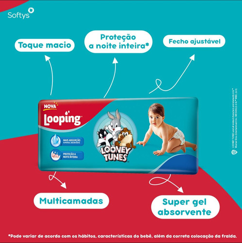 Kit Com 4 Pacotes De Fralda Looping Looney Tunes Hiper