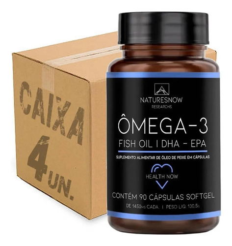 Atacado 4x Omega 3 Fish Oil 60 Caps Natures Now Sem Sabor
