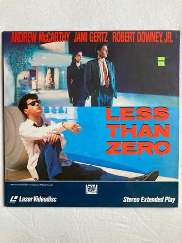 Video Láser Película Less Than Zero 1987 Robert Downey Jr. (Usado)