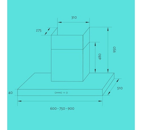 Imagen 3 de 4 de TST Nihuil Extractor/Purificador - 510 mm - 600 mm - 40 mm - Plateado - 220V - De pared