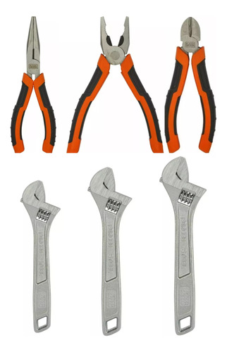 Set 3 Llaves Francesas + 3 Alicates Black&decker