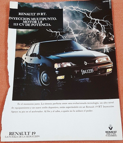 Renault 19 Rt Publicidad  La Fuerza De La Seducción 