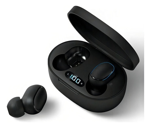 Auriculares inalámbricos Bluetooth TWS, micrófono celular, color negro y luz blanca