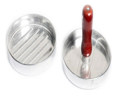 Modelador Prensa Hamburguer Aluminio Cabo Madeira Ø 11 Cm Cor Prateado Cabo Madeira