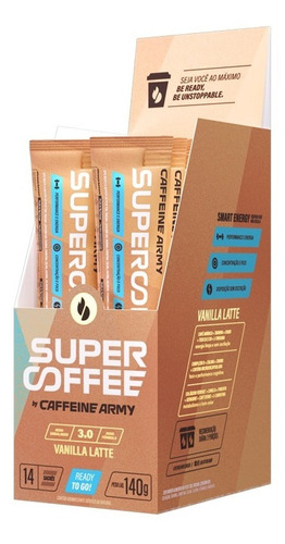 Supercoffee To Go 3.0 Caixa Com 14 Sachês 10g Caffeine Army Sabor Vanilla Latte