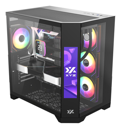 Gabnete Gamer Xyz Neutron Black 4fans A-rgb 120mm Controlador Dual Chamber Con Pantalla Led 9 pulgadas