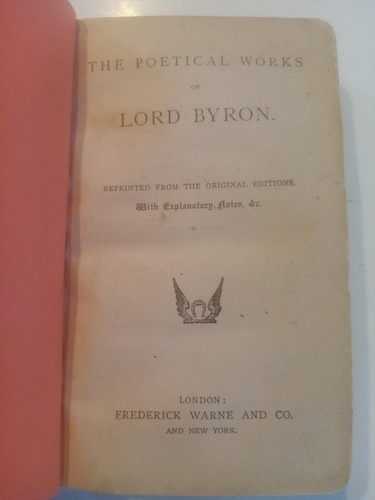 The Poetical Works Of Lord Byron. Antigua Edición Circa 1890