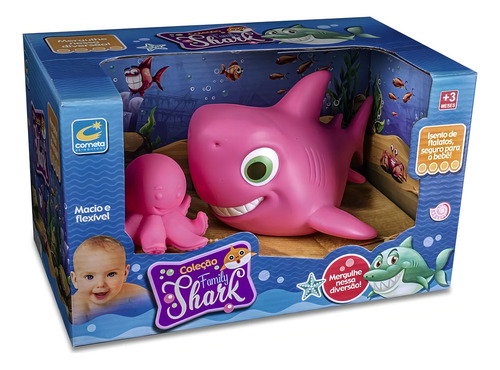 Family Shark Pink Com Polvo - Brinquedos Cometa
