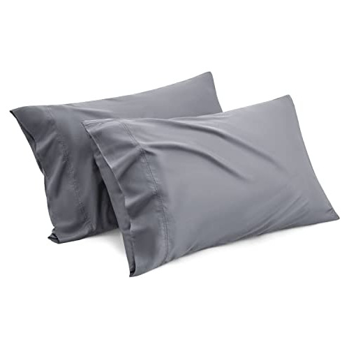 Fundas Para Almohada De Rayon De Bamboo Gris Oscuro 50x66cm